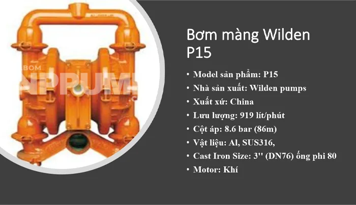 bơm màng wilden dùng trong xử lý nước thải